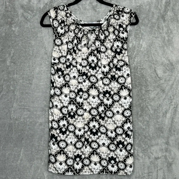 Croft &‎ Barrow 2X Shirt Top Black Brown Floral Sleeveless Keyhole Round Neck - Picture 1 of 7